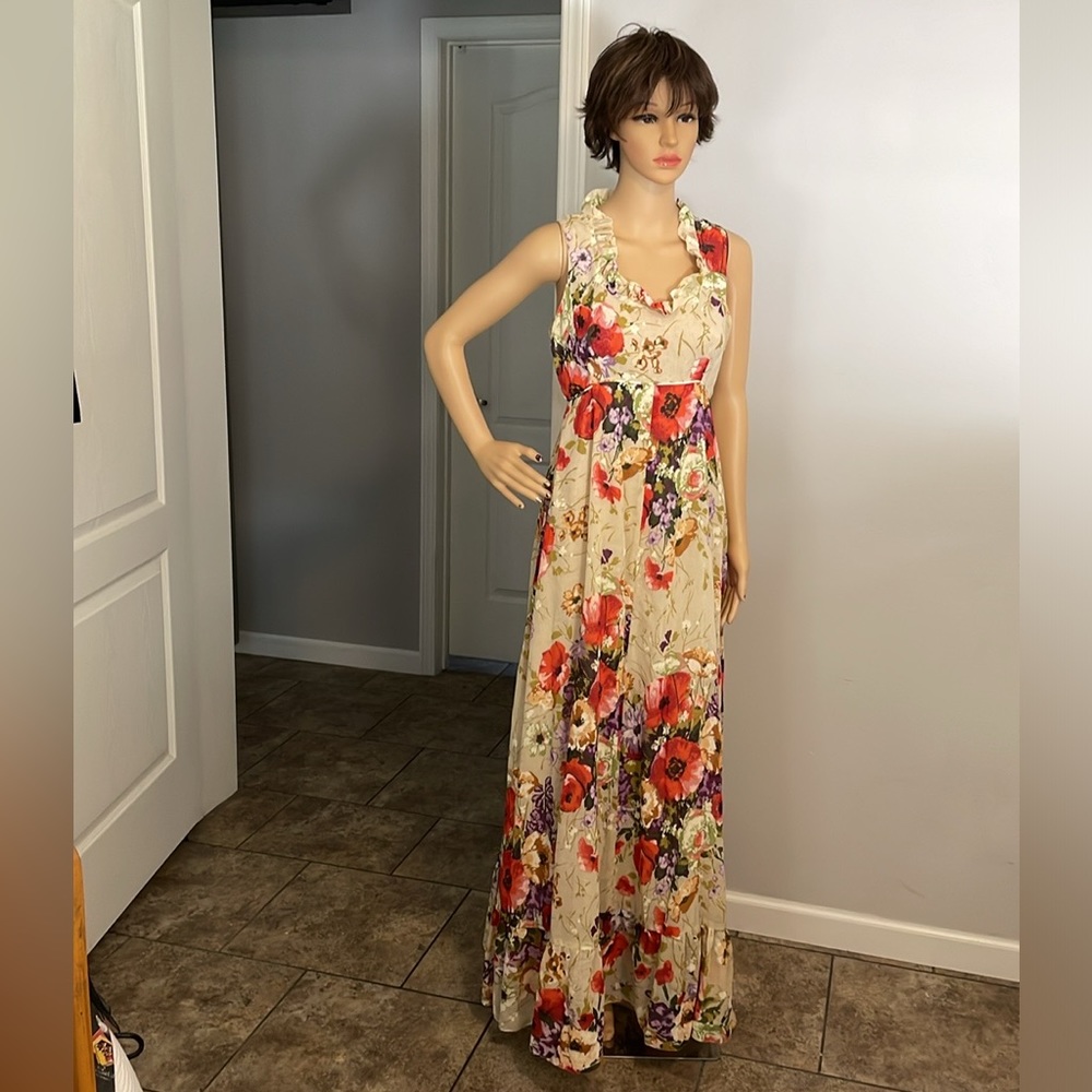 Vintage 1970’s Patty O’Neil Prairie Tiered Floral Maxi Dress S/M Union Made